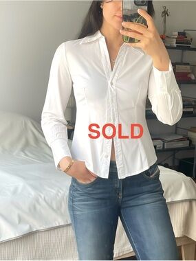 White Fitted Button-Down Shirt